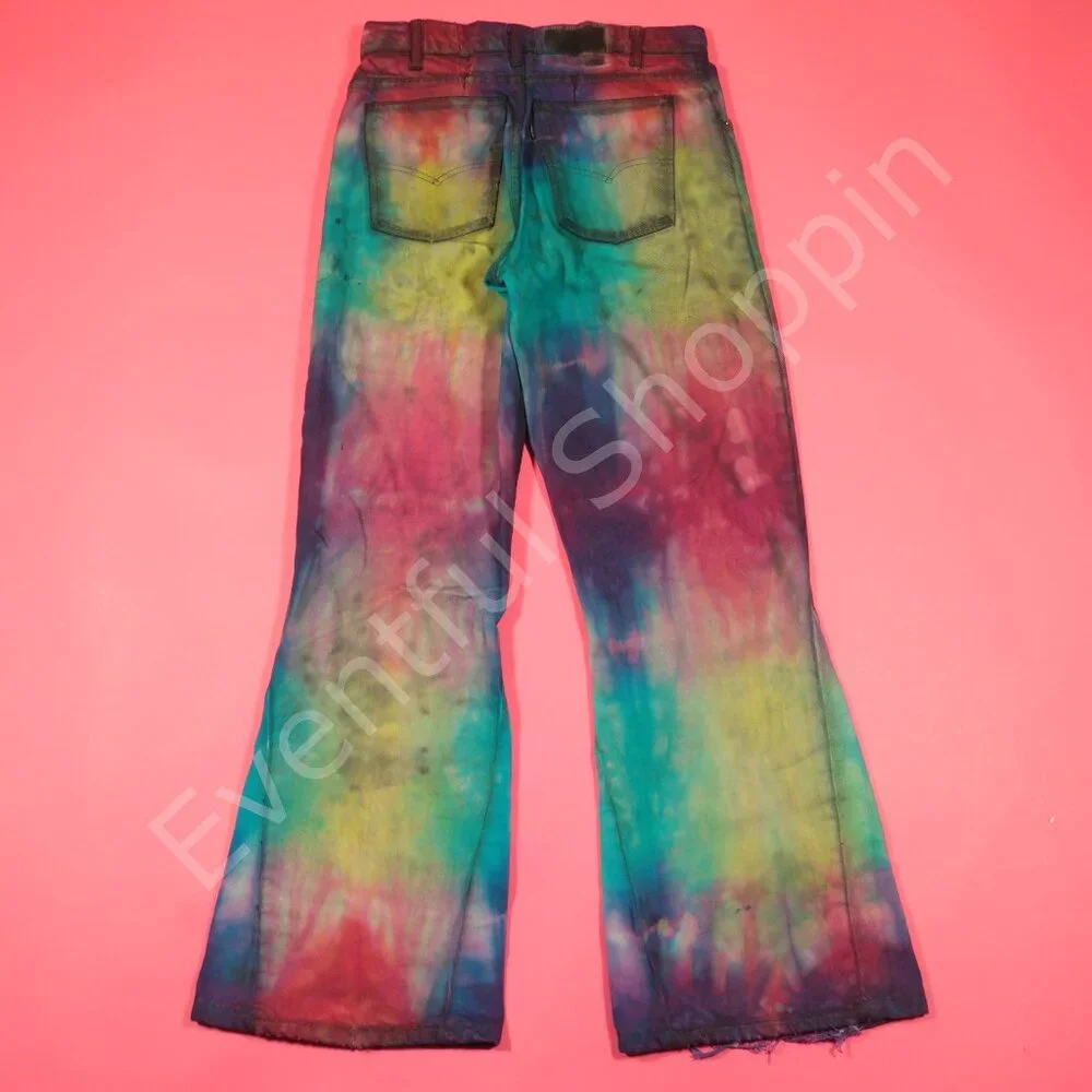 Vintage 80s Levis Mod Bell Bottom Jeans Mens 30 Tie Dye Flare Scovill Zip